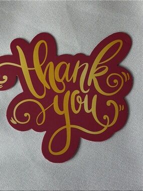 25 Red Thank You Cards Unique Shape Small Business Inserts Gold Script